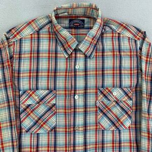 VTG 70s Levi's Shirt Mens Large Plaid made in USA Tapered Fit Thin‎ Long Sleeve